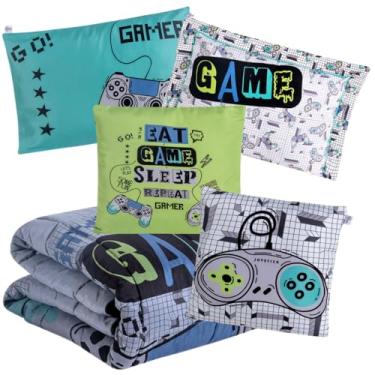 Imagem de Kit Edredon Infantil 400 Fios Dupla Face 5 Peças Game Decoração Quarto Menino