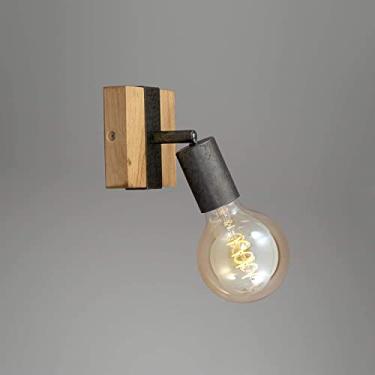 Imagem de Luminária de parede de madeira retrô, arandela industrial, luminária de parede de metal preto, luminárias de parede E27, arandelas de fazenda para sala de estar interna, sala de jantar, quar