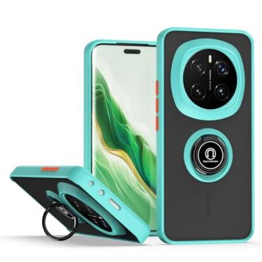 Imagem de QUIETIP Capa compatível com Honor Magic 7 Pro, TPU + PC rígido à prova de choque, anel magnético para carro, capa de suporte, azul