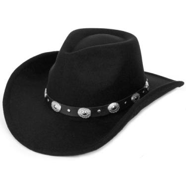 Imagem de Chapéu de cowboy Eohak Western de material sintético com aba larga par