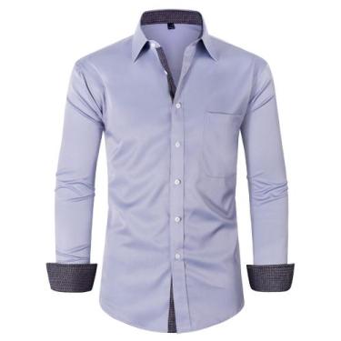 Imagem de Camisa social Alimens & Gentle, manga comprida, sem rugas, azul claro