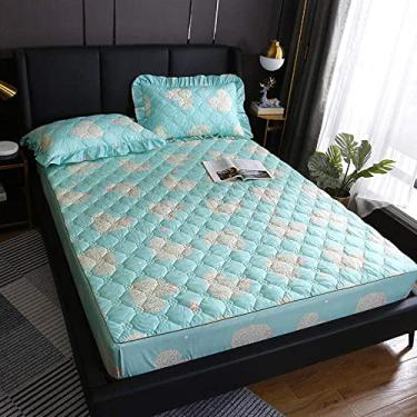 Imagem de Lençol infantil de fácil lavagem, leve, impermeável, acolchoado, capa de colchão, protetor, lençol de cama para quarto, apartamento, rosa, 150 x 200 cm (solteiro verde 120 x 200 cm)