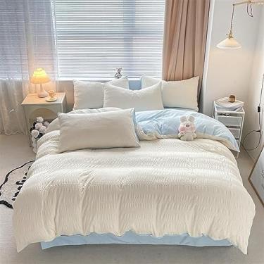 Imagem de Conjuntos de roupa de cama, capas de edredom de penas, lençóis lisos, fronhas macias, respiráveis (uma cor, tamanho Queen, 4 peças)