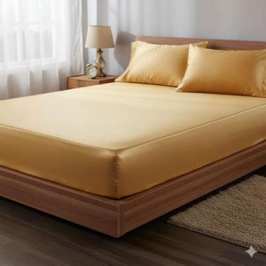 Imagem de Jogo De Cama Queen 03 Peças Cetim Charmousse Brilho - CASA SU ENXOVAIS