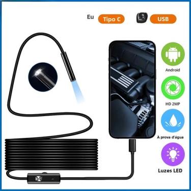 Imagem de Câmera Endoscópica HD 1800P Com Luz, Borescope De Inspeção Semi-Rígido