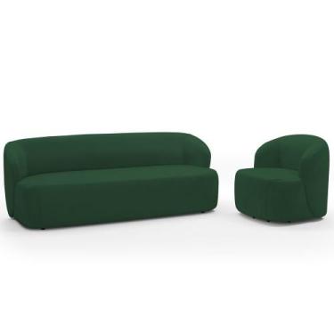 Imagem de Sofá 2 Lugares 170cm Com Poltrona Giratória Orgânica Heidy F04 Veludo 