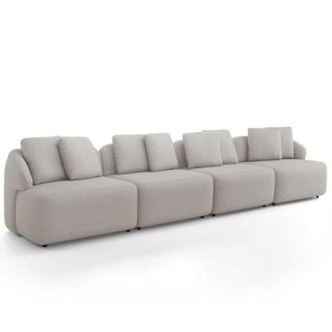 Imagem de Sofá 5 Lugares Para Sala de Estar Living 394cm Arlo F04 Linho Cru - Ly