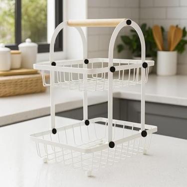 Imagem de Fruteira de Ferro com Detalhes em Madeira – Aramado Decorativo, Organizador de Frutas para Cozinha e Mesa (FRUTEIRA ARCO BRANCA 30X18CM)