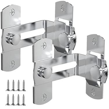 Imagem de Fechadura de porta de celeiro 90 graus flip metal trava de porta fivela gancho trava protege privacidade fechadura de porta para celeiro jardim banheiro (prata)