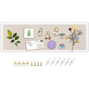 Imagem de Quadro de avisos de linho, quadro grande de 30 x 90 cm, quadro de cortiça para paredes, quadro de avisos de tecido para decoração de cozinha, escritório, casa, cozinha, quadro de visão