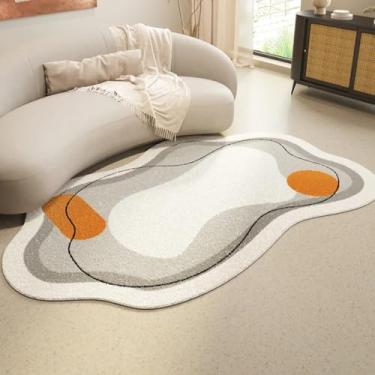 Imagem de Tapetes minimalistas modernos para sala de estar, formato irregular, decoração de quarto, tapete de cabeceira, macio e macio, lavável para casa (200x250 cm/F)
