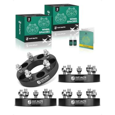 Imagem de YHTAUTO Espaçadores de roda de 5 x 4,5 cm compatíveis com Chrysler, Dodge, modelos Jeep, Prowler, Town & Country, Voyager, Caravan, espaçadores de pneu de 5 x 114,3 mm com pinos M12 x 1,5 furo central