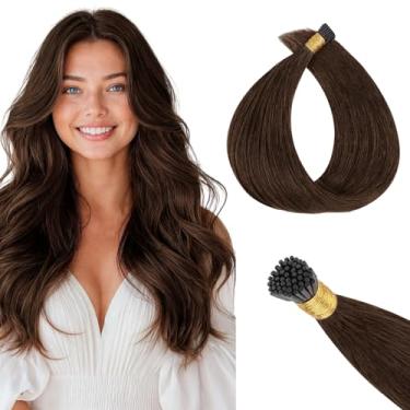Imagem de MAXITA Extensões de cabelo humano I Tip, 50 g/50s marrom chocolate 50 cm, uso confortável, invisível e natural fusão a frio, extensões de cabelo 100% humano Remy Itip queratina