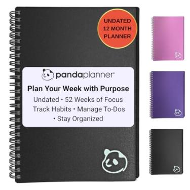 Imagem de Panda Planner Agenda semanal sem data 2025-2026 – espiral encadernada 14,6 cm x 21 cm com 52 semanas, rastreador de hábitos e listas semanais de tarefas – Planejador de produtividade e organizador