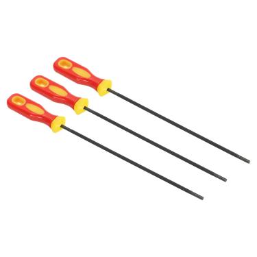 Imagem de Arquivo de afiação de corrente de motosserra, pacote com 3 arquivos de afiador de serra redonda de 5/32 polegadas (4,0 mm) com cabo de plástico para motosserra, vermelho amarelo