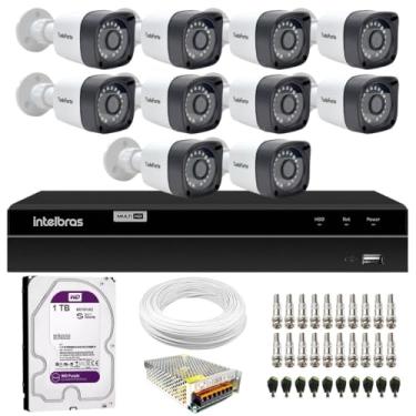 Imagem de Kit 10 Câmeras Tudo Forte Bullet Full HD 2.8mm Visão Noturna 20M IP66 + DVR Intelbras MHDX 1316 16 Canais + HD 1TB Purple