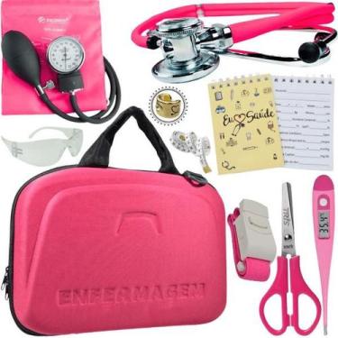 Imagem de Kit Enfermagem Estagio Super Luxo Maleta Incoterm - Love Saúde, Fúcsia