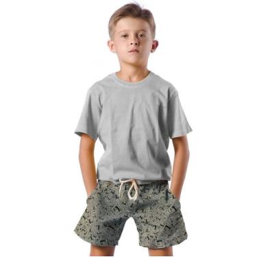Imagem de Shorts Infantil Bermuda Calção Praia Verão Procurados Cartaz Desenho 2
