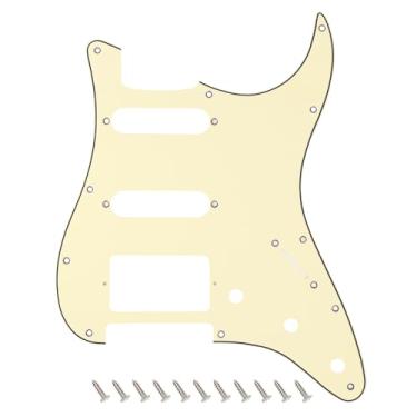 Imagem de Banworks 3 Ply Strat HSS Pickguard 11 furos para guitarra elétrica Pickguard SSH placa de risco para para-lama EUA/Mexicano estilo moderno padrão Stratocaster ST JT/HB-02 creme