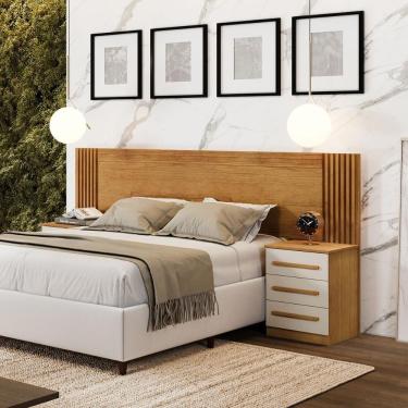 Imagem de Cabeceira Valencia Quarto Casal/queen Com Mesa De Cabeceira Cinamomo/off White