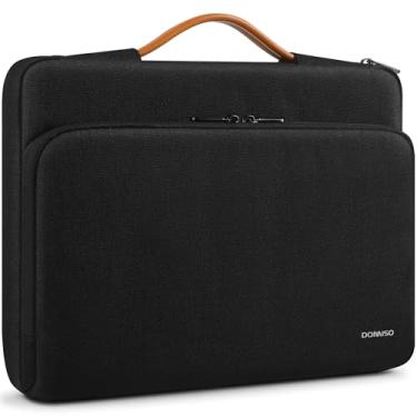Imagem de DOMISO Capa de laptop para MacBook Pro de 14 polegadas, capa protetora com alça, compatível com modelos de chip M4/M3/M2/M1, preta