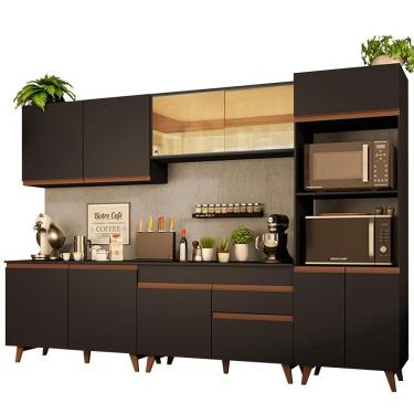 Imagem de Cozinha Completa Reims com Armário e Balcão Preto Madesa