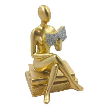 Imagem de Leitora Estatueta Decorativa Resina Decoração Estátua Mulher