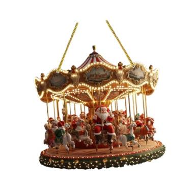 Imagem de Esquirla Decoração de Natal em Acrílico com Papai Noel em Carrossel, Enfeite para Janela ou Parede que Apanha Sol, Style B