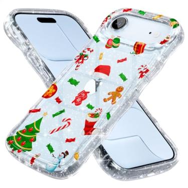 Imagem de Choiche Capa para celular compatível com iPhone 17 Air, capa de celular brilhante brilhante com glitter, linda moldura ondulada encaracolada, capa de proteção contra quedas de nível militar para