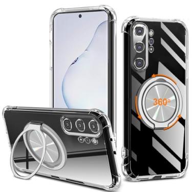 Imagem de Capa de celular compatível com Samsung Galaxy Note 10 Plus, suporte giratório de 360° [não amarelado] Capa protetora à prova de choque transparente com 4 cantos para Samsung Note 10+ Plus