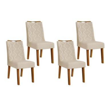 Imagem de Cadeira De Cozinha Stela Kit 4 Un Ipe Linho Neve