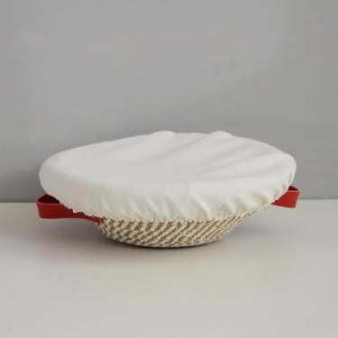 Imagem de Jevuoyee Conjunto de cesta à prova de pão, 2 cestas de tecido de algodão (redondas e oval) com 2 forros de linho combinando e 2 capas de tecido, suprimentos perfeitos para assar pão para pães