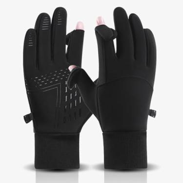 Imagem de Luvas unissex sem dedos com tela sensível ao toque – Luvas térmicas de inverno à prova de vento para esportes ao ar livre, trabalho, pesca, ciclismo