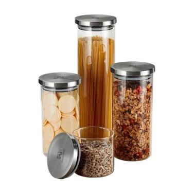 Imagem de Conjunto de Potes Herméticos Electrolux 4 Peças Vidro com Tampa Inox