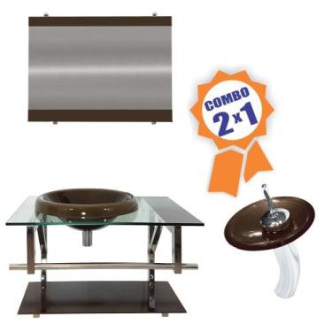 Imagem de Combo 2 em 1 - Gabinete 60cm Lituânia + Torneira Ibiza - EKASA, Marrom