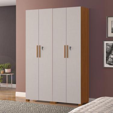 Imagem de Armário Multiuso Duplo Com Chave Nt4020 Notável Móveis Freijó/off White