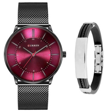 Imagem de Relógio Ultra Fino Curren Masculino Metálico + Bracelete-Masculino