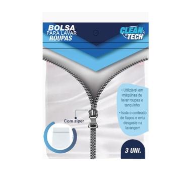 Imagem de Kit 03 Unidades Bolsa Para Lavar Roupas Com Zíper