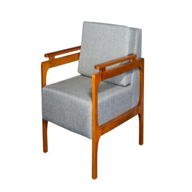 Imagem de Poltrona Decorativa Yasmin Luxo Dora Bela Cor Cinza Linho