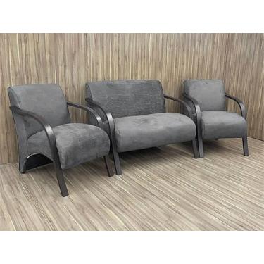 Imagem de Conjunto Poltronas Braço Madeira Cinza 605 México - Alpoim