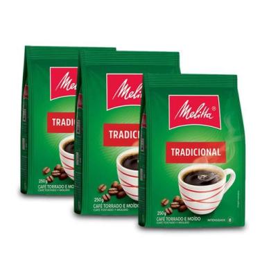 Imagem de Café Moído Melitta Tradicional Kit 3 Pacotes De 250G