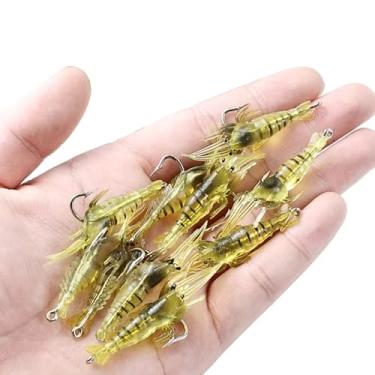 Imagem de Kit de Pesca com 10 Iscas Artificiais de Camarão em Silicone Aromatizado com Anzol