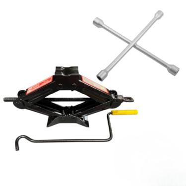 Imagem de Kit Macaco Sanfona Automotivo 1 Tonelada e Chave de Roda Cruz Kit Completo para Troca de Pneus, Reforçado e Universal para Carros de Passeio, Reforçado