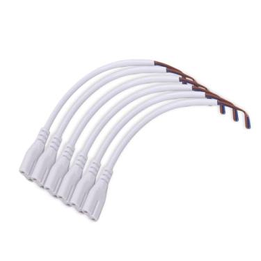 Imagem de Ruimou 6 unidades Cabo de alimentação de conector de tubo LED 2 pinos para tubos de baixo consumo integrados T4/T5/T8 luzes LED hexagonais (branco 20 cm)