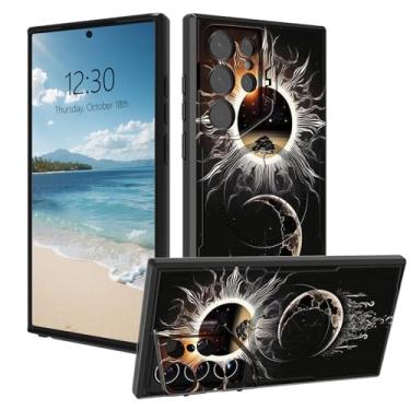 Imagem de AIRWEE Capa magnética robusta para Samsung Galaxy S25 Ultra, capa protetora de camada dupla à prova de choque com suporte de câmera oculta para Galaxy S25 Ultra de 6,9 polegadas, sol preto e lua