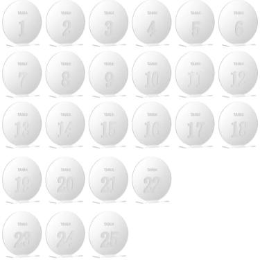 Imagem de LUMINFLY 25 peças 1-25 placas de número de mesa de casamento com suportes, 4,8 decorações de centro de mesa de acrílico prata espelho redondo para eventos e festas