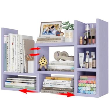 Imagem de NUTIKAS Prateleiras de mesa organizador de mesa - organização de escritório roxa para organizadores de mesa e acessórios de canto prateleiras de mesa pequenas decorações para mulheres escritório