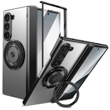 Imagem de XKchatpt Capa magnética dobrável para Samsung Galaxy Z Fold 6, suporte magnético giratório de 360° com proteção de dobradiça e protetor de tela frontal para Samsung Galaxy Z Fold 6 (prata)