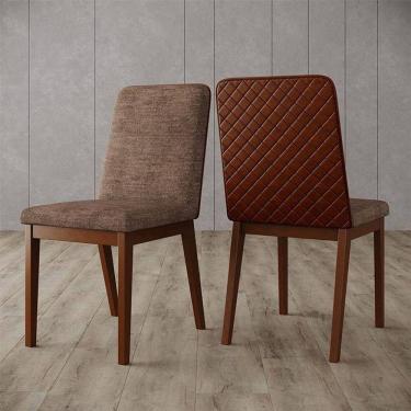 Imagem de Cadeira Para Mesa De Jantar Pietra Ambiente Kit 02 Peças Corano Caramelo Cacao - Henn