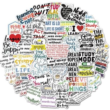 Imagem de Pacote de adesivos Ae Motivational Quote em preto e branco x50